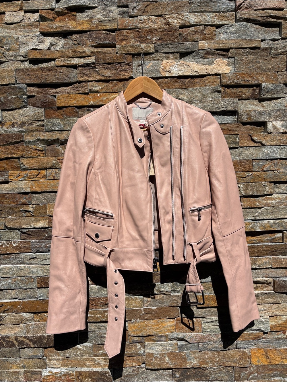 Banana Republic Light Blush Pink Leather Moto Jacket